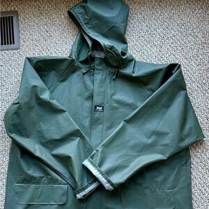 Helly Hansen Olive Green Hooded Raincoat